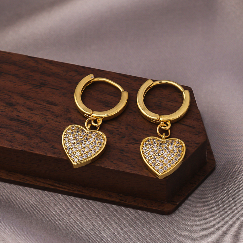 Náušnice srdcového tvaru z meďe, špendlíky na uši zo striebra 925, elektroplatina, luxusný štýl