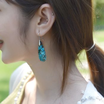 Агатови геометрични капковидни обици за жени