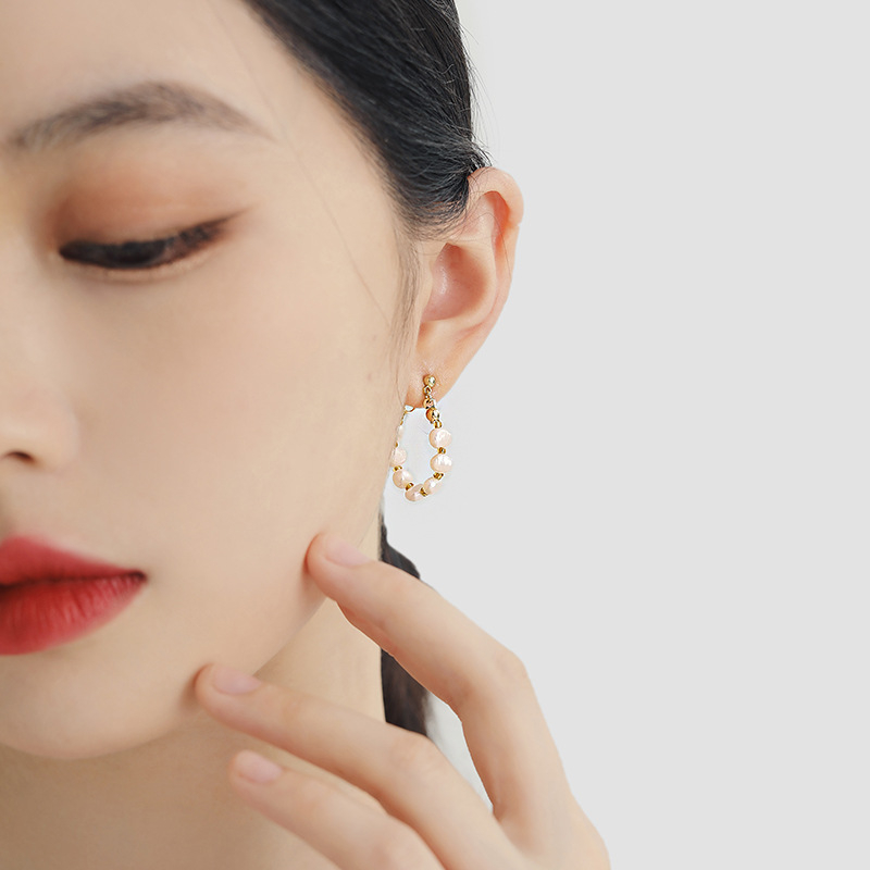 Náušnice Barokné sladkovodné perly, geometrický dizajn, materiál: perla, pre ženy