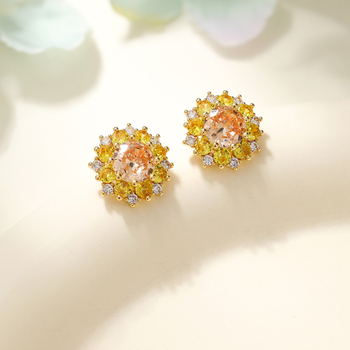 Weidni náušnice s tvarem kvetu, pozlátená meď a 925 strieborná ihla, ľahký luxusný štýl