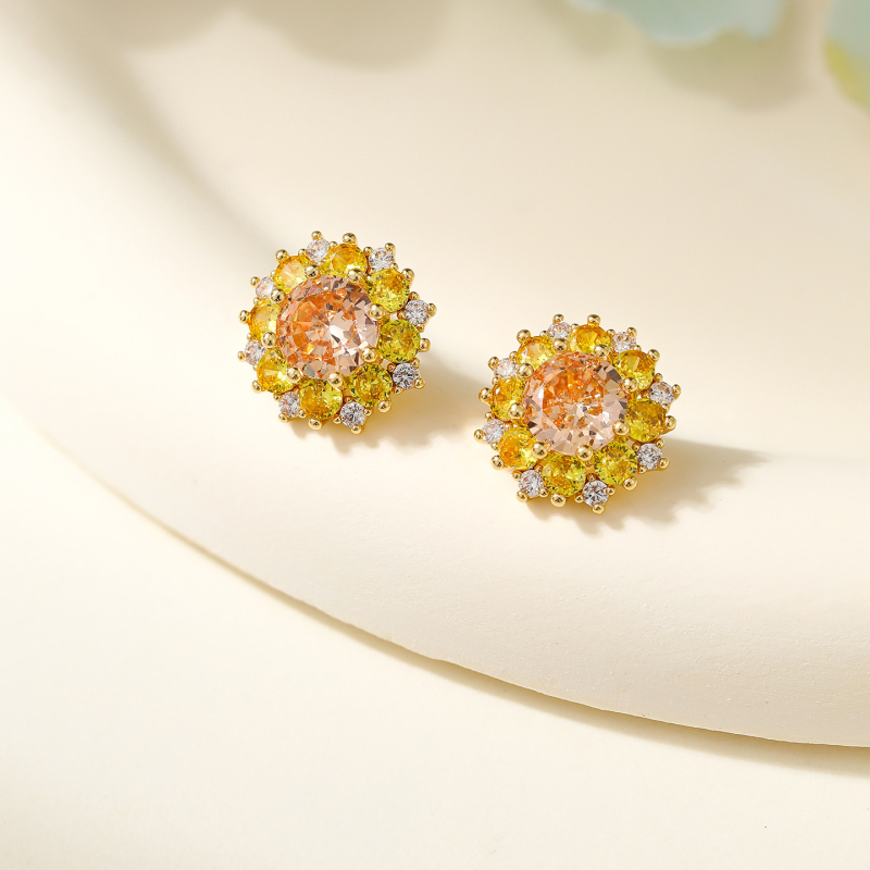 Weidni náušnice s tvarem kvetu, pozlátená meď a 925 strieborná ihla, ľahký luxusný štýl