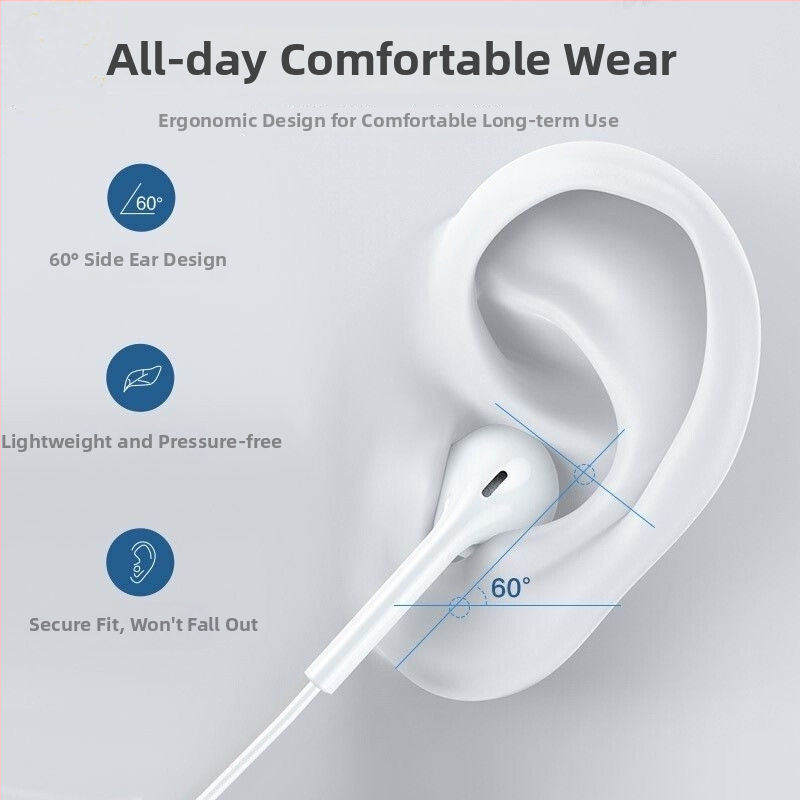 In-ear slúchadlá s káblovým Type-C, Android kompatibilné, pohyblivý vinutový ovládač, univerzálna kompatibilita