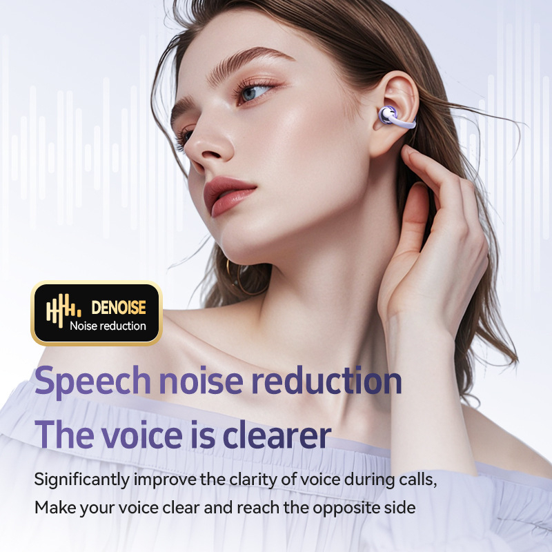 Bezdrôtové klipsové slúchadlá s kostným vedením zvuku, True Wireless Bluetooth, BT 5.4, dosah 10 m, vodeodolné, výdrž batérie 4–8 h