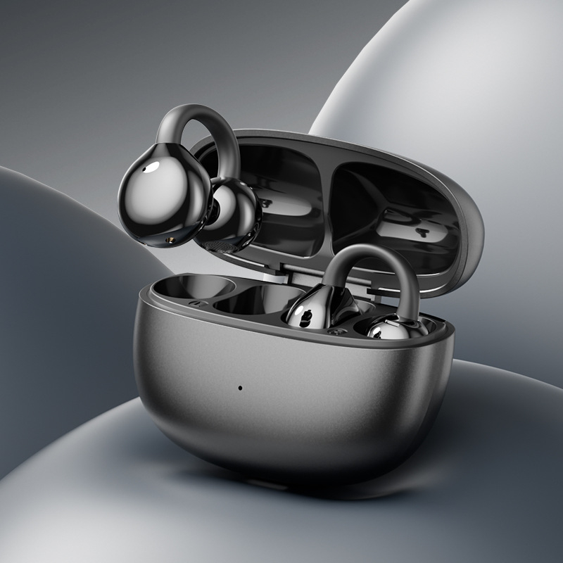 Bezdrôtové klipsové slúchadlá s kostným vedením zvuku, True Wireless Bluetooth, BT 5.4, dosah 10 m, vodeodolné, výdrž batérie 4–8 h