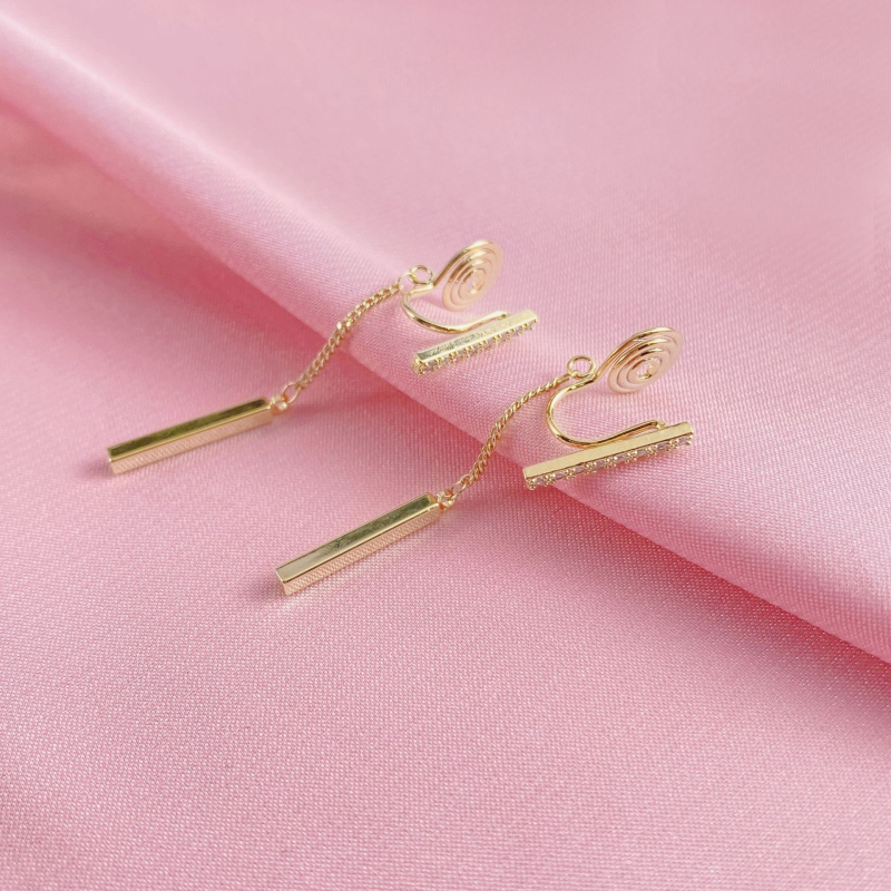 Медени клипси за ухо, геометричен дизайн, дамски Морі стил, електроплатиран