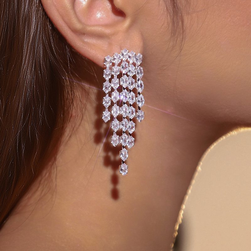 Náušnice – zirkón marquise, kapkovitý tvar, elektroplatňovanie, nerezová oceľ ihla, Jinxi