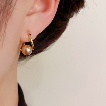 Cercei - cupru, Korean Dupin, stil feminin coreean, design geometric, placare cu aur reală