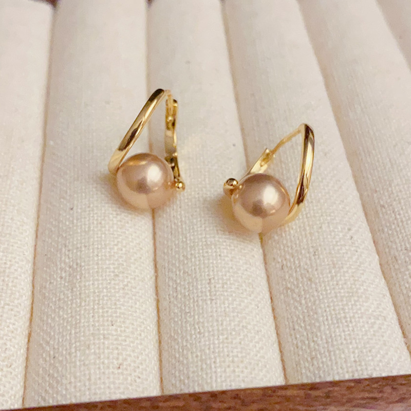Cercei - cupru, Korean Dupin, stil feminin coreean, design geometric, placare cu aur reală