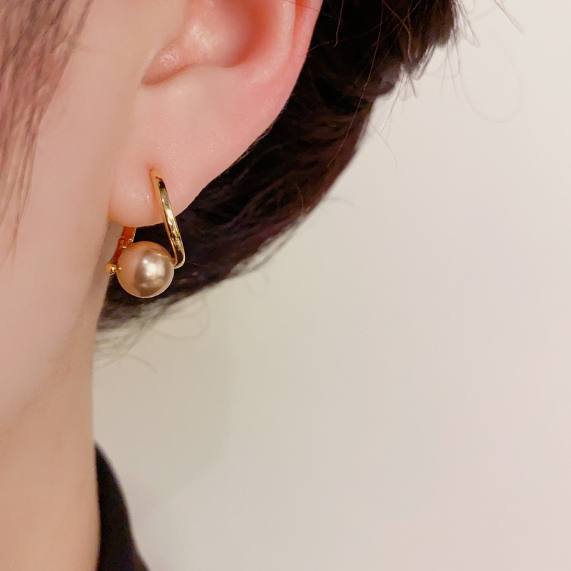 Cercei - cupru, Korean Dupin, stil feminin coreean, design geometric, placare cu aur reală