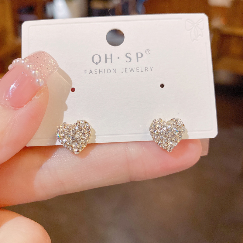 Σκουλαρίκια από χαλκό με καρδιά, μαργαριτάρι και διαμάντια, διπλής χρήσης, Yinuo, Καλοκαίρι 2022