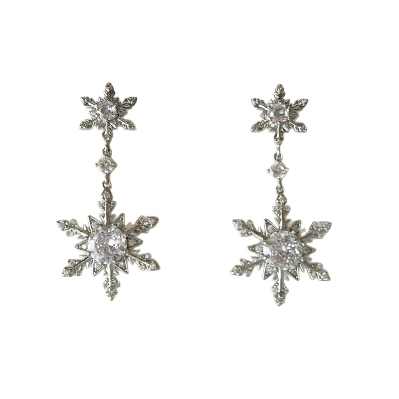 Náušnice s kvetinovým tvarom zo zirkónu, ušné štuplíky zo striebra 925, vianočný štýl (Materiál: Zirkón; Tvar: Kvet; Ušné štuplíky: Striebro 925; Štýl: Vianočný)