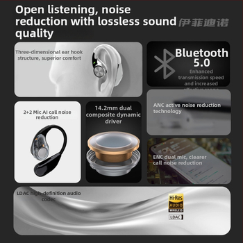 Căști cu conductie osoasă, Bluetooth fără fir, cu design clip peste ureche pentru sport, rază 10 m, autonomie 4–8 ore, Bluetooth 5.4, rezistente la apă