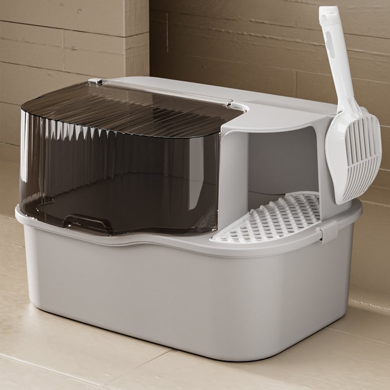 Lan Yue Cutie de nisip pentru pisici închisă, design de coridor complet închis, formă pătrată, material PP, potrivită pentru pisici până la 15 kg
