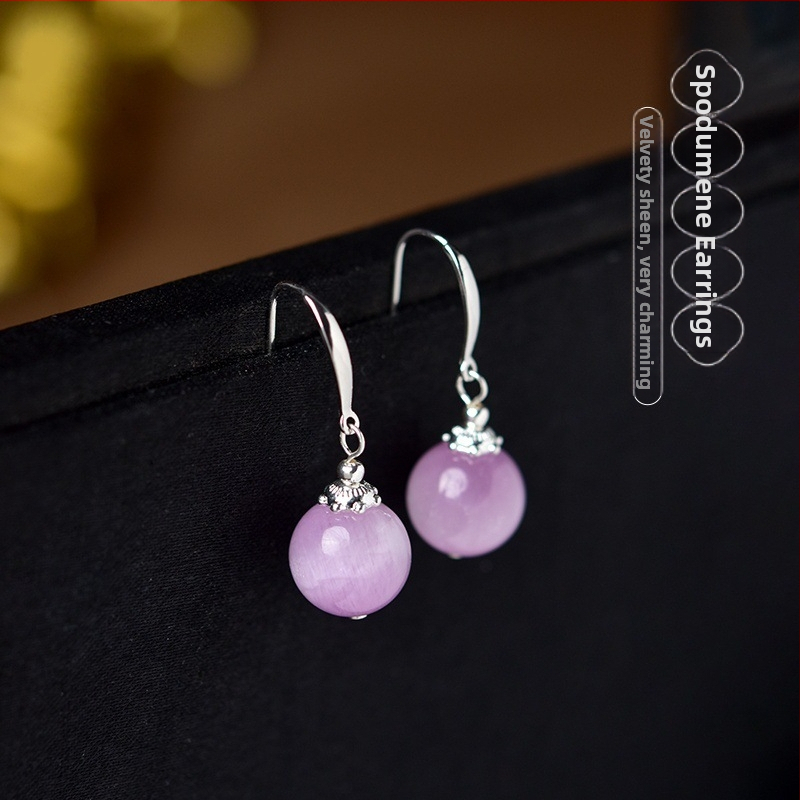 Sieviešu auskari - kunzīts - ģeometriska forma - vasara 2025 - viegls greznības stils