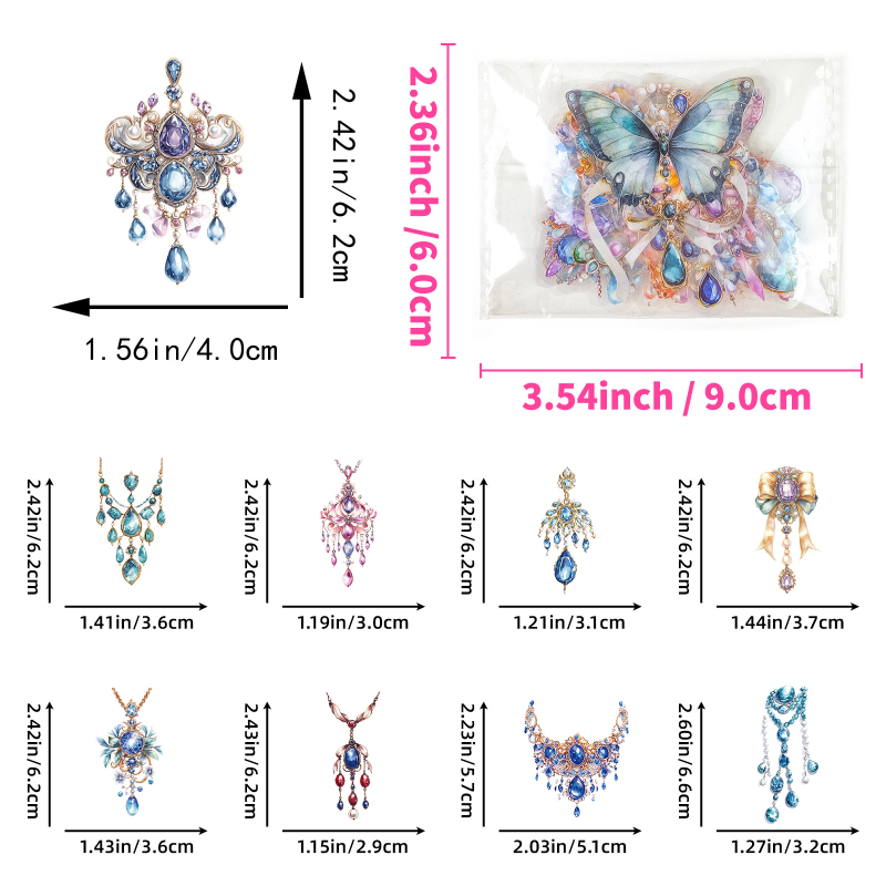 PET naljepnica papir za DIY s motivima nakita: ogrlica i naušnice; Brand: Leda tong; Materijal: PET; Obrt: naljepnice, tisak; Personalizacija: Ne