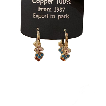 Cercei din aliaj de cupru, formă geometrică, cu prelucrare diamant, știfturi din argint 925, stil pastoral, pentru femei