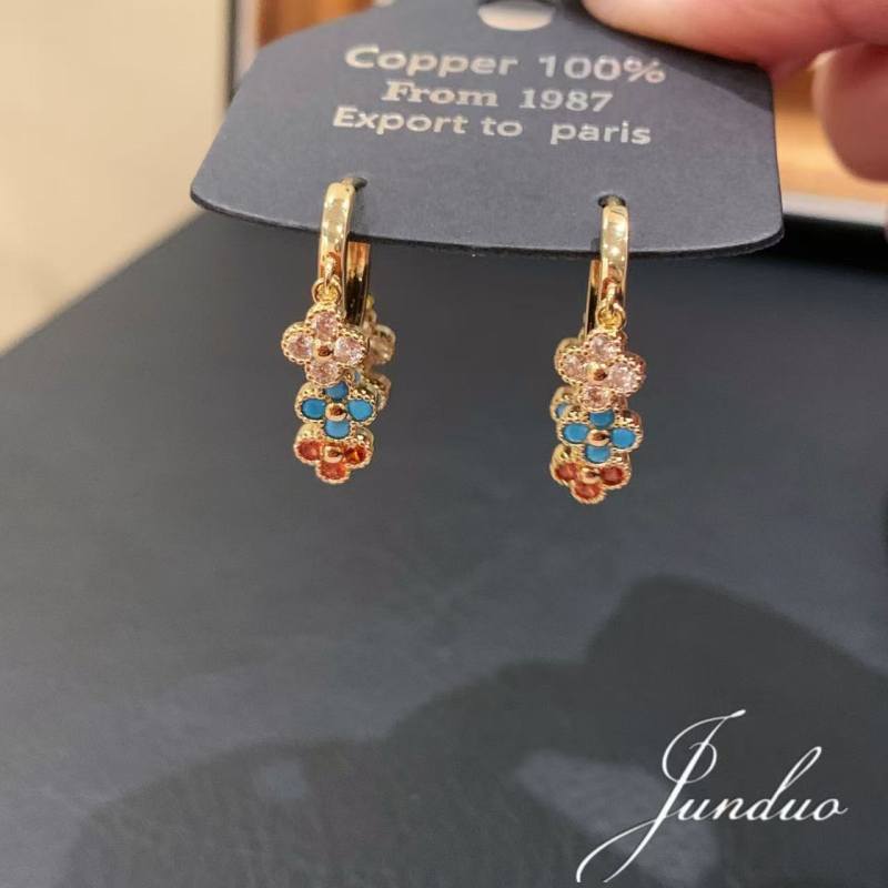 Cercei din aliaj de cupru, formă geometrică, cu prelucrare diamant, știfturi din argint 925, stil pastoral, pentru femei