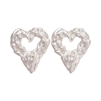 Обеци с сърцевидна форма, основа от желязо с електроплатиране, неръждаема стомана за щифт, Exquisite jewelry factory