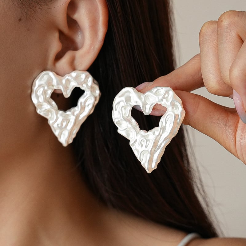 Обеци с сърцевидна форма, основа от желязо с електроплатиране, неръждаема стомана за щифт, Exquisite jewelry factory