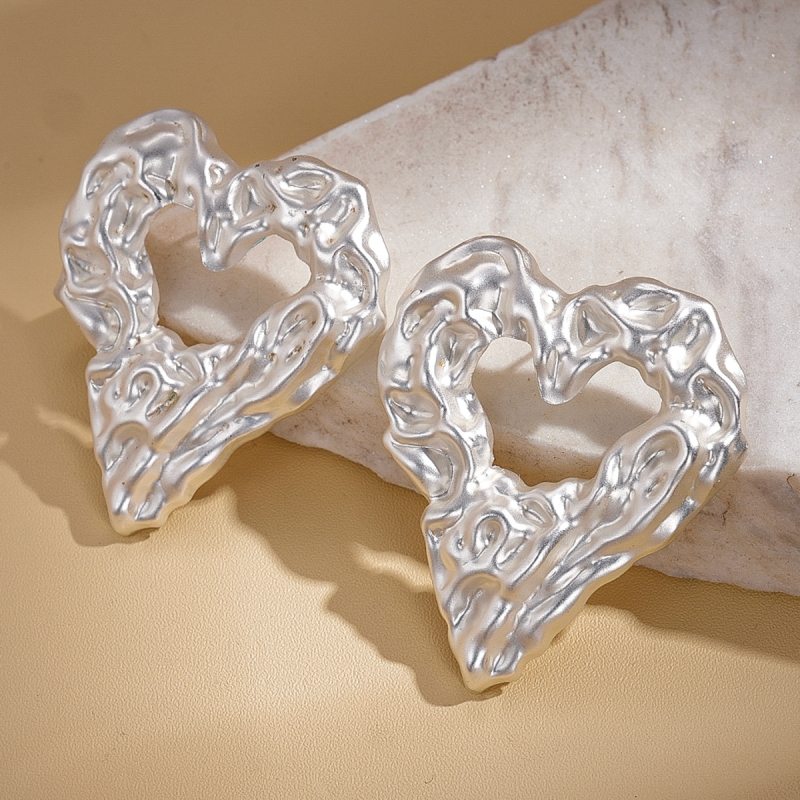 Обеци с сърцевидна форма, основа от желязо с електроплатиране, неръждаема стомана за щифт, Exquisite jewelry factory