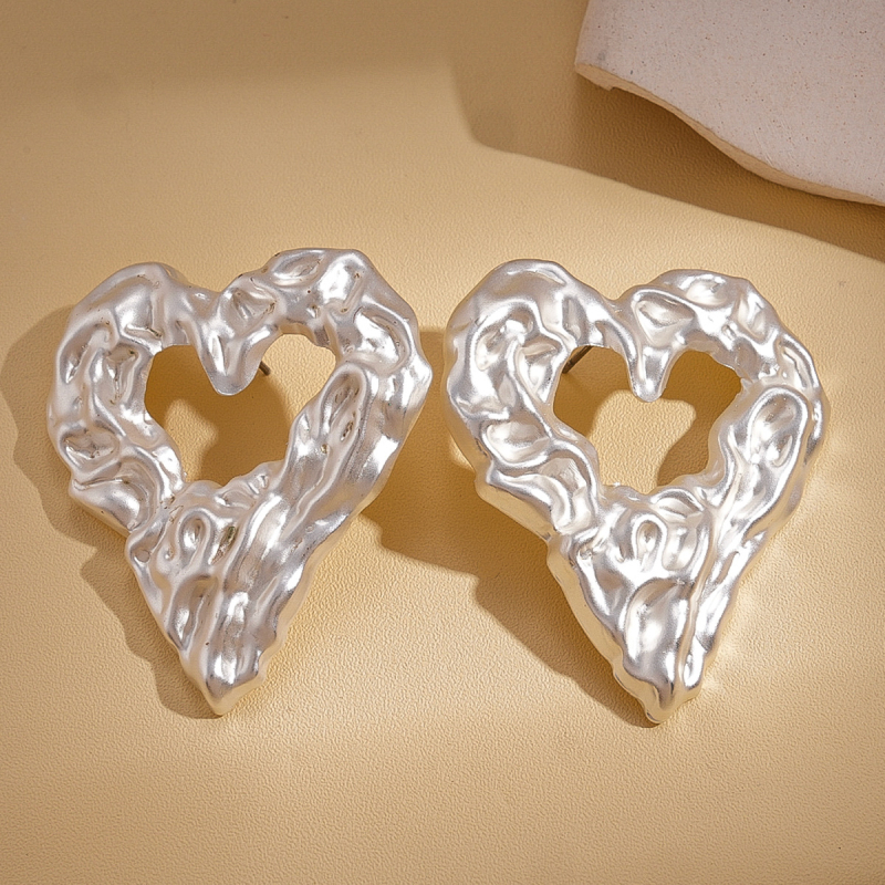 Обеци с сърцевидна форма, основа от желязо с електроплатиране, неръждаема стомана за щифт, Exquisite jewelry factory