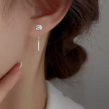 Auskari ar cirkoniem, ģeometriska forma, vienkāršs stils, sievietēm, rudens 2025