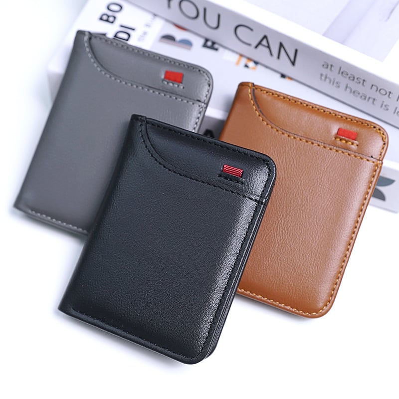 Vertikalni držač kartica s više pretinaca, PU materijal, zaštita od krađe, proširiv, kompaktni novčanik, gradski stil