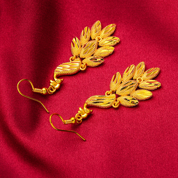 Σκουλαρίκια - επιχρυσωμένος ορείχαλκος με φούντες και peacock motif, μακρύς σχεδιασμός γραμμών, κορεατικό στυλ; προέλευση Γκουανγκτζού; Καλοκαίρι 2021