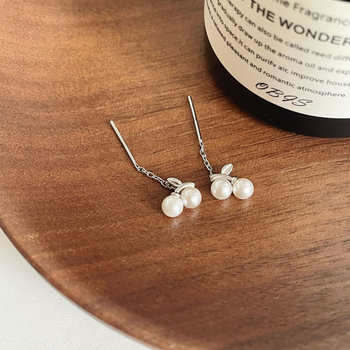 DEECHY ezüst fülbevalók, gyümölcs-geometriai stílus, gyöngyös tassel dizájn nőknek