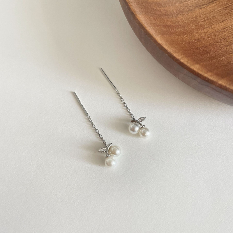 DEECHY ezüst fülbevalók, gyümölcs-geometriai stílus, gyöngyös tassel dizájn nőknek