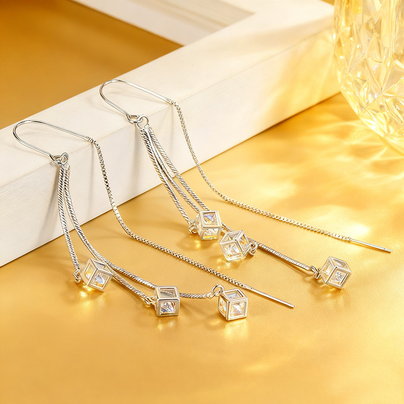 Geometriai formájú fülbevalók kevert anyagokból, tündér-stílus, nőknek, 2024 nyár