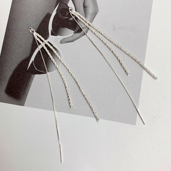 S925 ezüst tassel fülbevalók, geometriai design, csillogó felület, 1.6 g