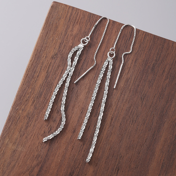 925-ös ezüst fülbevalók csillagfüggő mintával, geometriai stílus, Seven Seconds, Yiwu, 2024 ősz bemutató