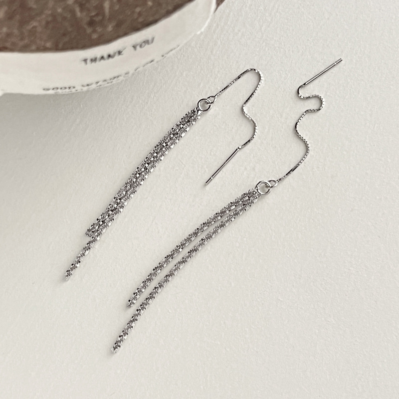 925-ös ezüst fülbevalók csillagfüggő mintával, geometriai stílus, Seven Seconds, Yiwu, 2024 ősz bemutató