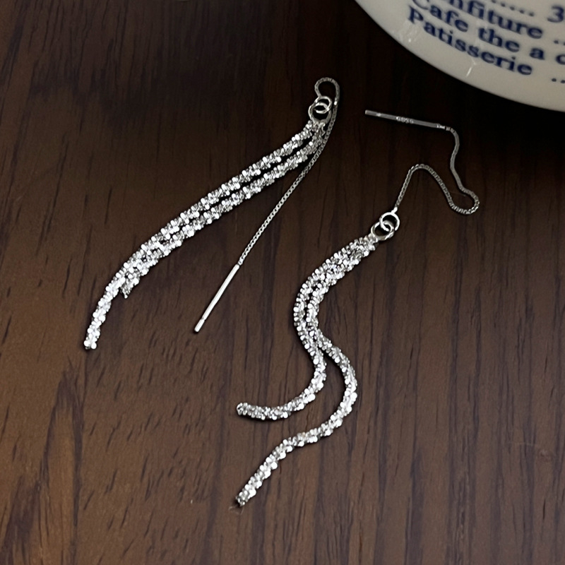 925-ös ezüst fülbevalók csillagfüggő mintával, geometriai stílus, Seven Seconds, Yiwu, 2024 ősz bemutató