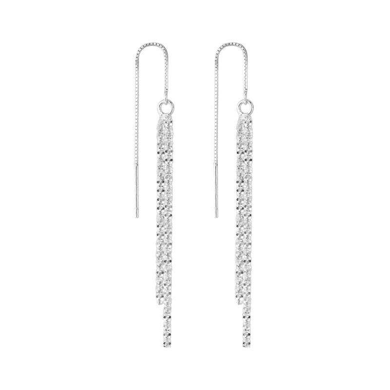 925-ös ezüst fülbevalók csillagfüggő mintával, geometriai stílus, Seven Seconds, Yiwu, 2024 ősz bemutató