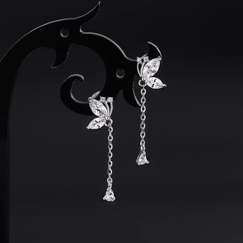 Fülbevalók - Pillangó motívum és bojt, 925 ezüst, könnyed lux stílus, 1,2 g, nőknek