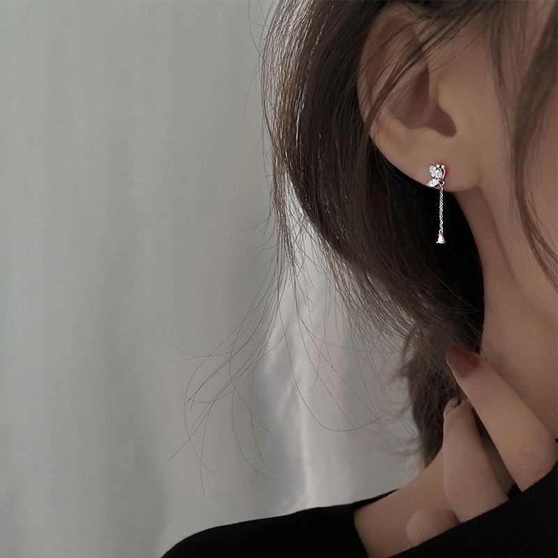 Fülbevalók - Pillangó motívum és bojt, 925 ezüst, könnyed lux stílus, 1,2 g, nőknek