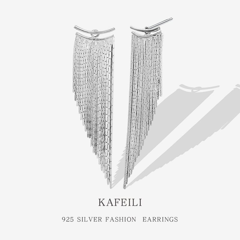 Kafili Cercei din argint 925, geometrice, cu ciucuri – stil nișă, placare electrolitică pentru femei