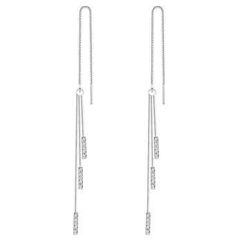 Fülbevalók S925 sterling ezüstből, hosszú bojtos fülbevalók, rombusz geometria, koreai stílus, friss és édes – nőknek