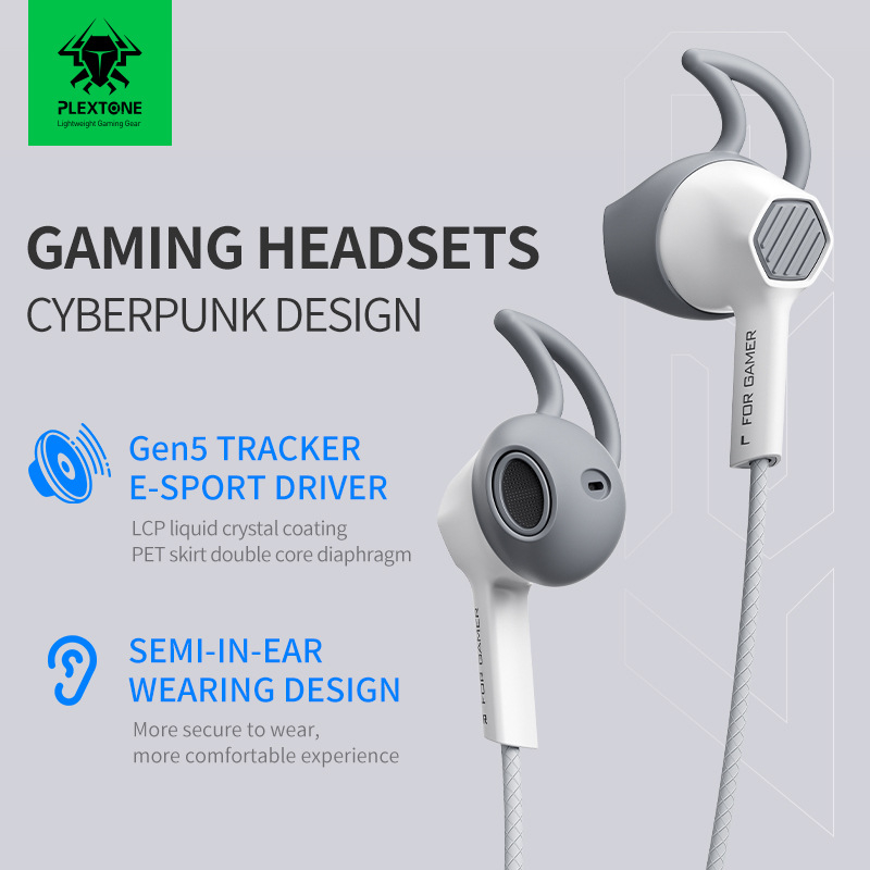 Căști de gaming in-ear cu driver de 10 mm, conector de 3,5 mm, cablu de 1,2 m, microfon, stil cyberpunk