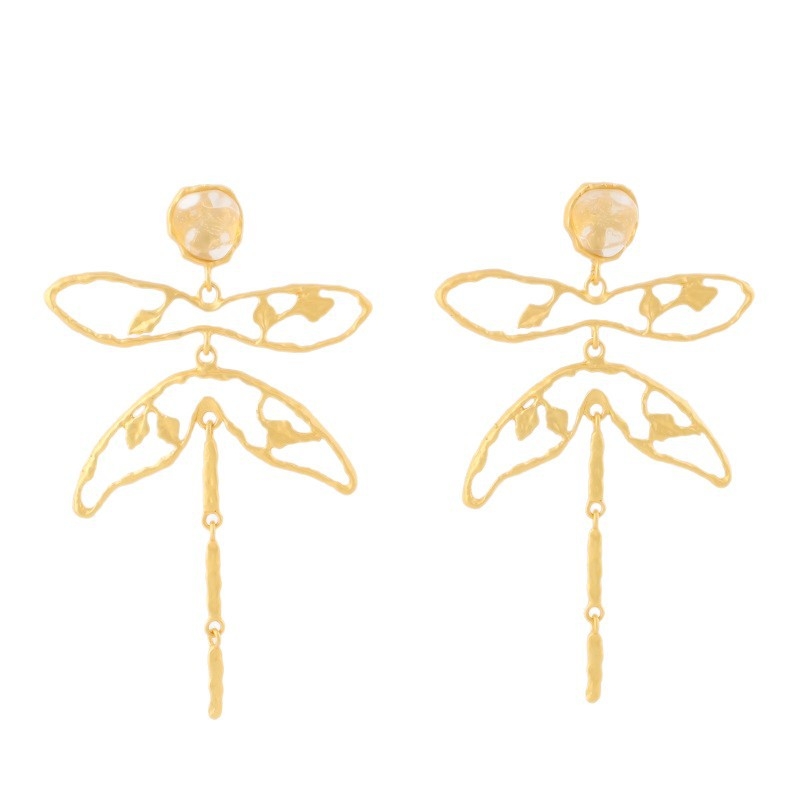 Dragonfly naušnice u vintage europsko-američkom stilu, metalna baza, elektroplatiranje, nehrđajući čelik za postavljanje, oblik životinje/znak zodijaka, težina 25 g
