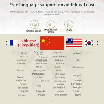 AI tulkošanas auskari konferencēm — vienlaicīga tulkošana, daudzvalodu tulkojums, Bluetooth 5.3, nēsāšana uz auss ar āķi, skārienvadība, modelis V1