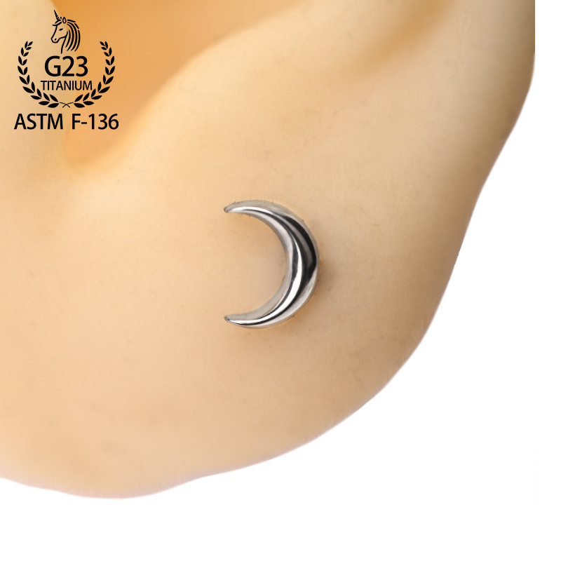 ASTM-F136 titanijeva legura Arc Moon naušnice - 0.9 zuba, piercing uha i usana - zamjenske glave