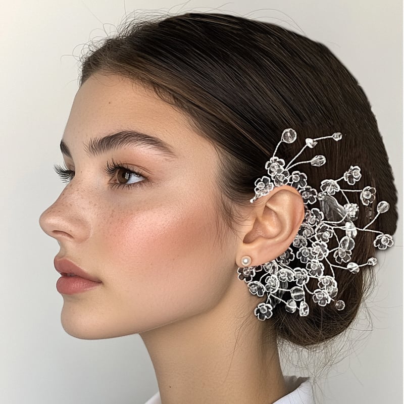 Αυθεντικά σκουλαρίκια από ακρυλικό με λουλούδια, γυάλινα κρύσταλλα, χειροποίητα πλεκτά, κρύσταλλο ένθετο