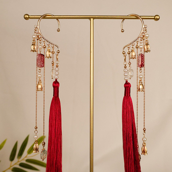 Μεταλλικά σκουλαρίκια με φούντες σε κινεζικό στυλ, χειροποίητα, Lehui L1721, καλοκαίρι 2025