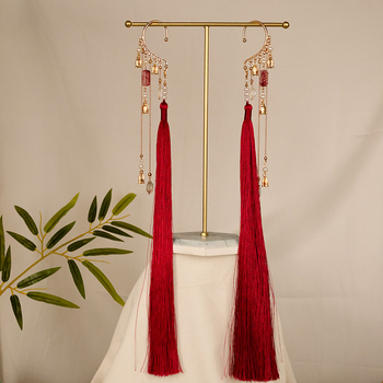 Μεταλλικά σκουλαρίκια με φούντες σε κινεζικό στυλ, χειροποίητα, Lehui L1721, καλοκαίρι 2025