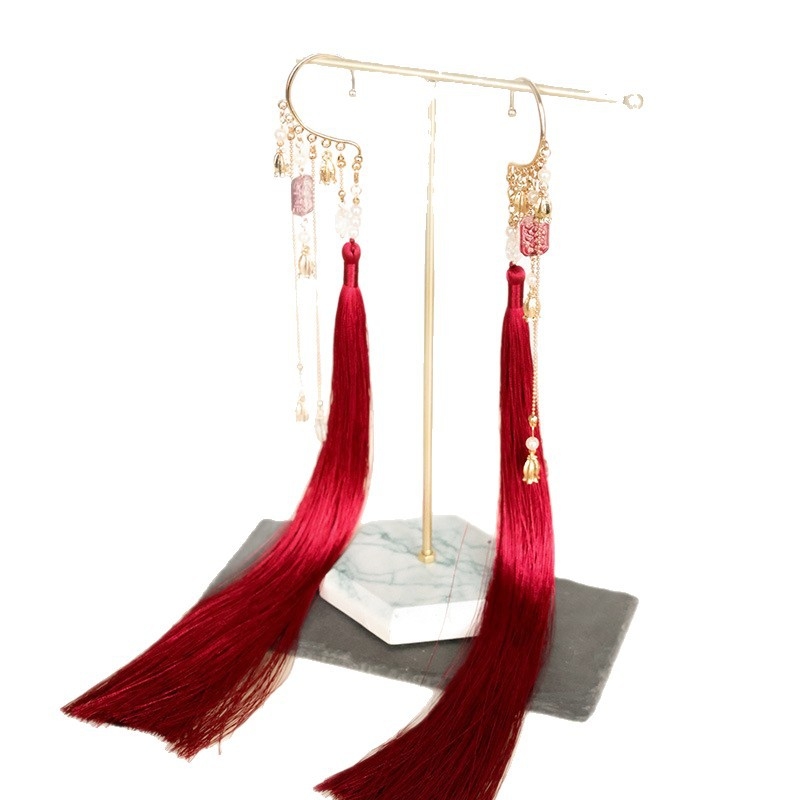 Μεταλλικά σκουλαρίκια με φούντες σε κινεζικό στυλ, χειροποίητα, Lehui L1721, καλοκαίρι 2025