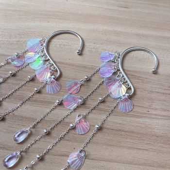 Овеци принцес стил със раковина-мозайка – цинкова сплав, електроплатина, бял кристал