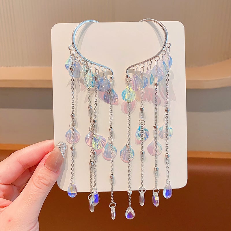 Овеци принцес стил със раковина-мозайка – цинкова сплав, електроплатина, бял кристал